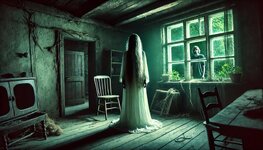 DALL·E 2024-10-16 20.29.21 - An eerie scene of a ghostly woman standing inside an old, decrepi...jpg